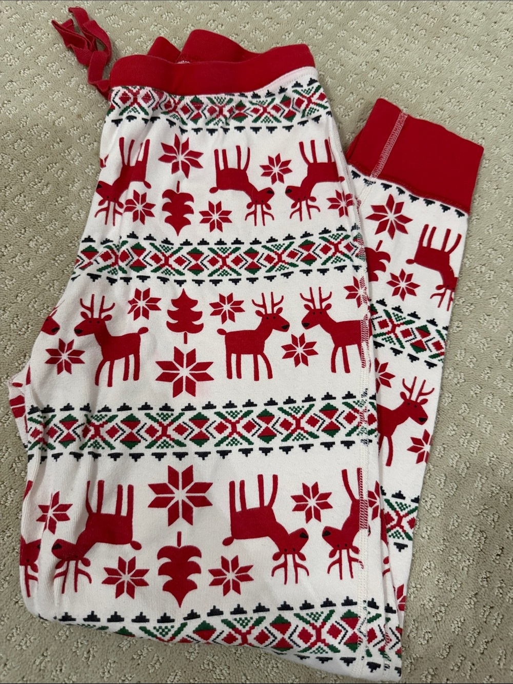 Hanna Andersson Red & White Holiday Reindeer Pajama Pants